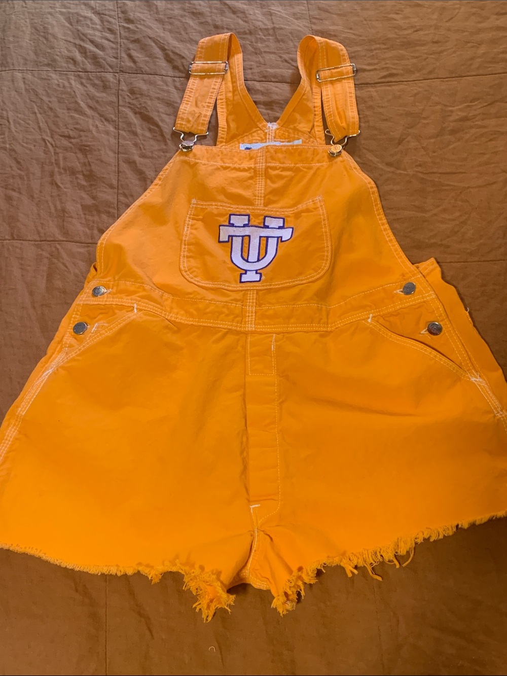 Orange Shortall Overalls with Front Pocket Logo